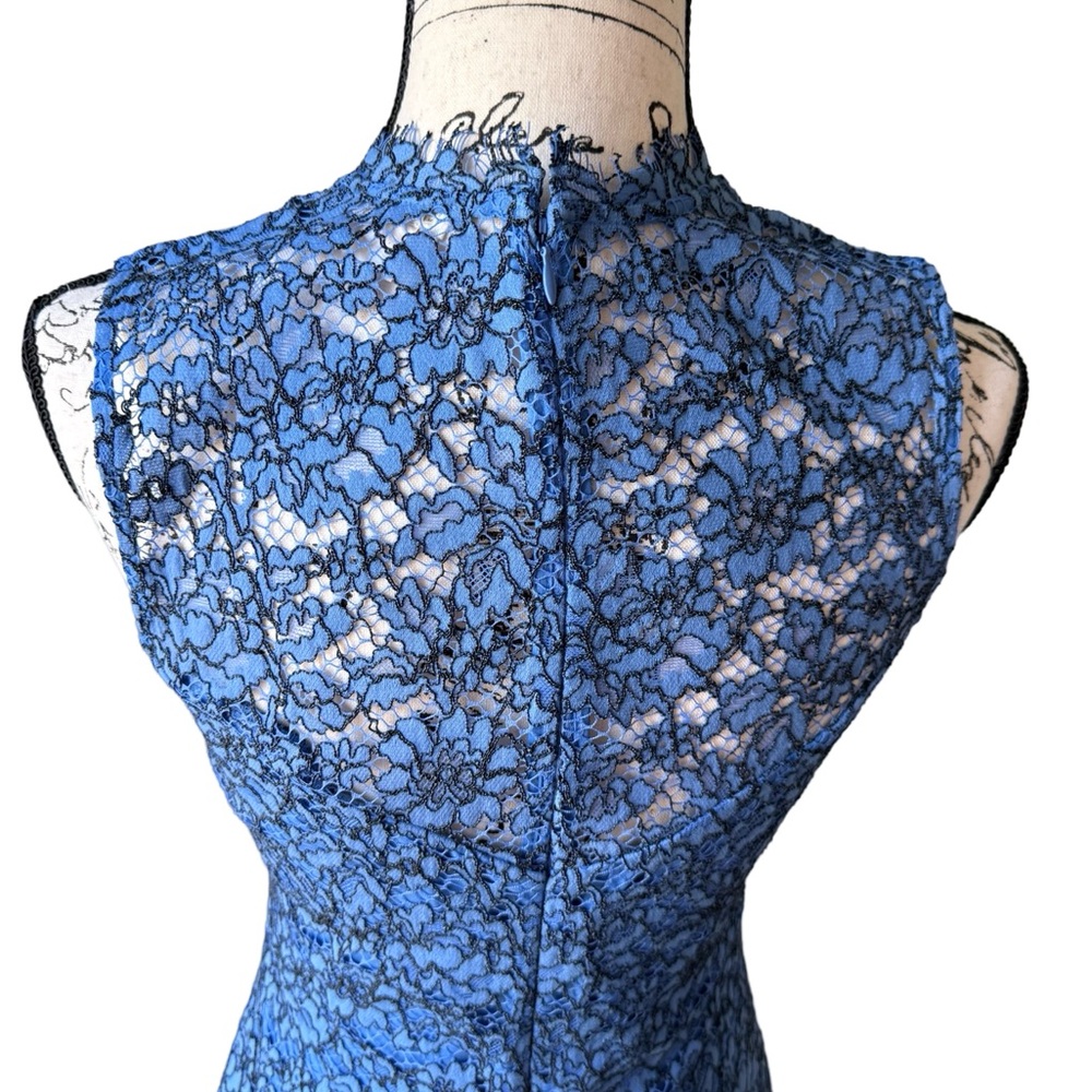 Shoshannah Calista Trumpet Rich Blue Lace Sheath Romantic Dress Size 4 - Picture 5 of 12